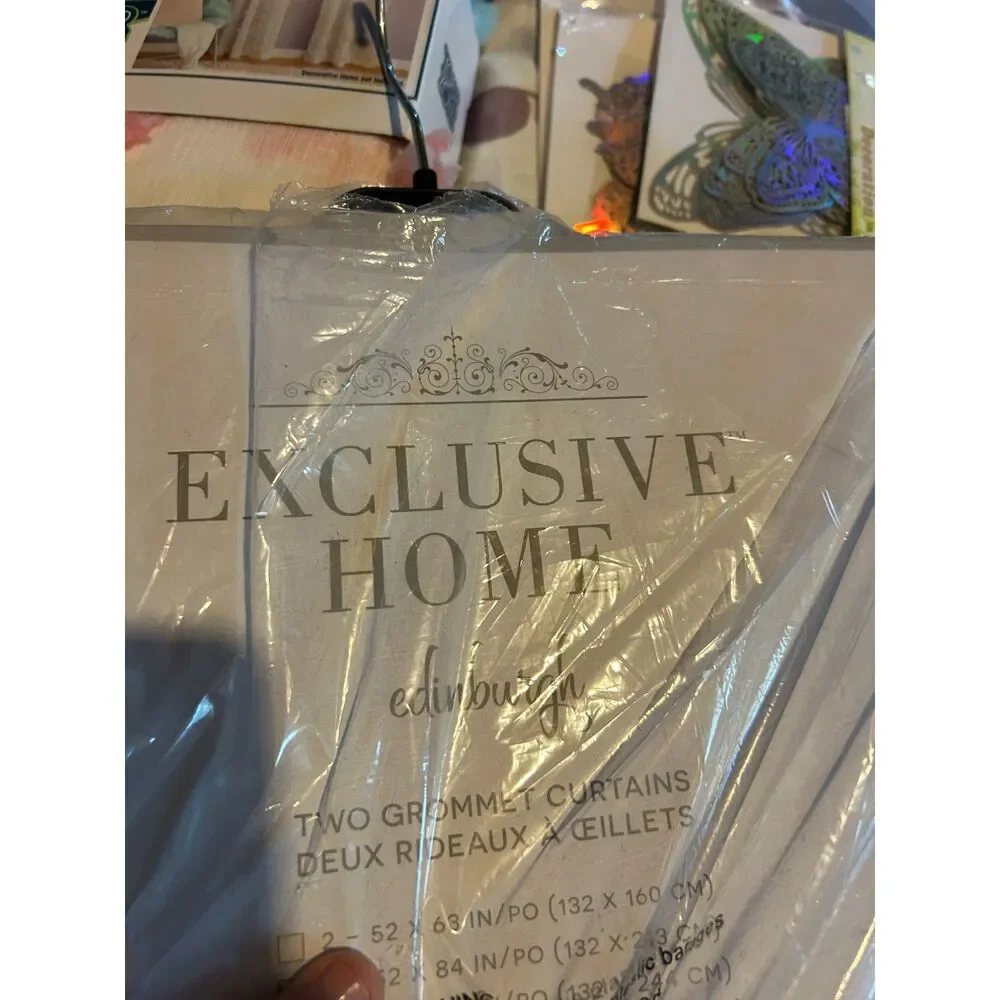 Exclusive Home Edinburgh Sheer Branch Curtains 52x96 – 2 Panels – Winter White